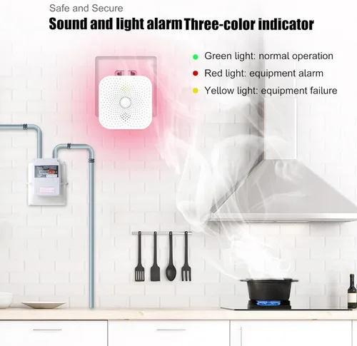 Vista 5 de Detector de gas natural Detector de gas natural y detector de propano Sensor de fugas de gas enchufable Precisión de grado profesional