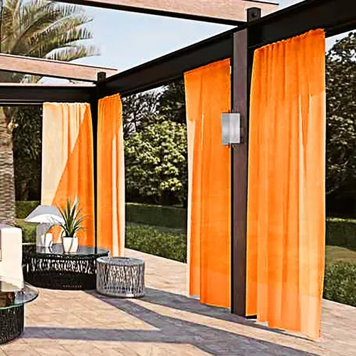 Vista 60 de SpaceDresser Cortinas traslúcidas impermeables para patio y exteriores – 2 paneles de cortina transparente con bolsillo para barra para sala