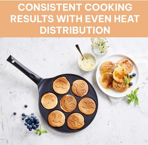 Vista 2 de Kitchenfun Blini - Mini panquequera antiadherente – Máquina de crepas de aluminio fundido no tóxico, sin PFAS, sartenes antiadherentes, juego