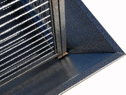 Vista 5 de Jaula de hierro forjado, loro de esquina extragrande, puertas de alimentador chapadas sólidas con protector de semillas de metal alrededor