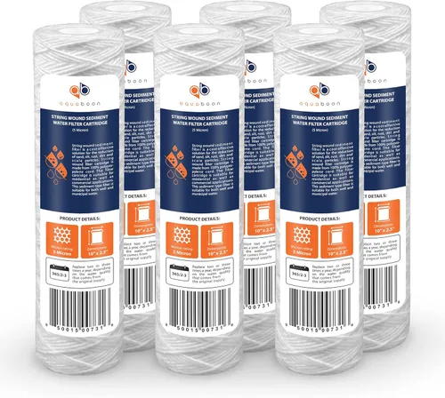 Aquaboon Whole House - Cartucho de filtro de agua para sedimentos de heridas de 5 micras, 10 x 2.5 pulgadas, compatible con filtro de agua de pozo