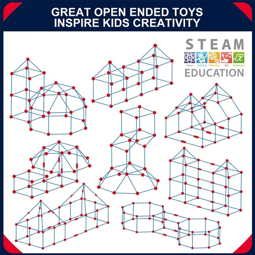 Vista 7 de OleFun Kit de construcción de fortalezas para niños de 4, 5, 6, 7, 8+ años, niños y niñas, 140 piezas, juguetes creativos de construcción STEM