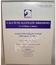 Gentell Alginato de calcio 4"x4" apósito tópico de exudado pesado para heridas 10/BX Gen-13500 estéril fabricado en EE. UU