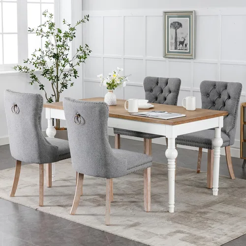 Vista 117 de ODUSE-DAILY - Juego de 2 sillas de cocina y comedor de terciopelo beige, con capitoné, tapizadas en terciopelo, estructura de madera maciza
