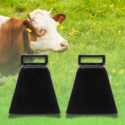 Vista 9 de Bevin Bells Cencerros de Larga Distancia 10LD (Negro) Hechos de Acero Generadores de Ruido Fuerte con Correa Negra Alrededor del Mango