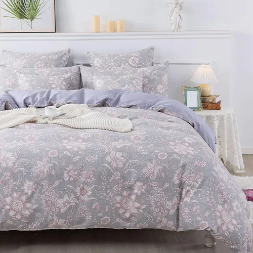 Vista 15 de FADFAY Juego de funda de edredón Twin, elegante ropa de cama floral shabby beige con estampado de pájaros y flores, juego de funda de edredón