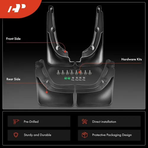 Vista 3 de A-Premium Juego de 4 unidades de guardabarros con kit de accesorios compatibles con Toyota RAV4, 2006-2012, Sport Utility, (con guardabarros)