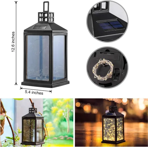 Vista 3 de Solar Lantern Lights Outdoor SUNWIND Waterproof Solar Table Lamp Hanging Lighting with 40 Warm White LEDs for Garden Patio Landscape Decoration