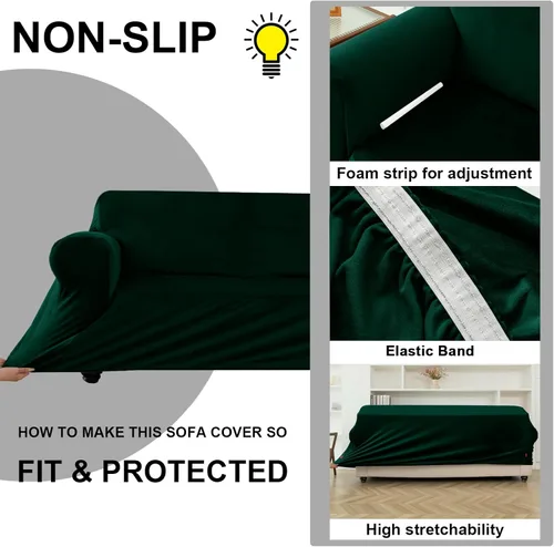 Vista 4 de UNBBRRL Fundas de sofá de 7 piezas para sofá, funda de repuesto para sofá Ektorp de 3 asientos con 1 funda principal, 3 fundas de cojín de asiento