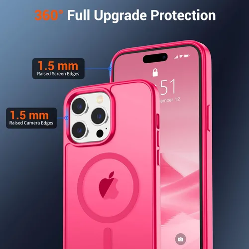 Vista 1100 de SUPFINE - Funda magnética para iPhone 13 Pro Max (compatible con MagSafe), (protección contra caídas de grado militar de 10 pies), delgada, Negro