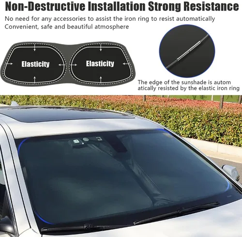 Vista 6 de Parasol plegable para parabrisas delantero de automóvil, ajuste personalizado para Ford F-150 F150 2015-2020 Lariat, King Ranch, Platinum, XL XLT