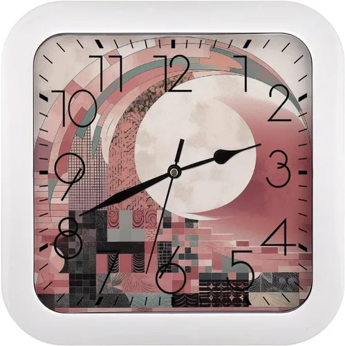 Vista 23 de 10" Square Modern Wall Clock,American Flag Skull Print Kitchen Clocks Wall Battery Operated,Silent Non Ticking Unique Funny Cute Wall Clock for