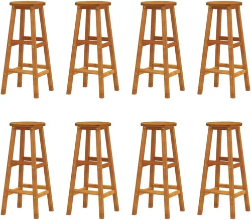 Vista 2 de sillas de bar, taburetes de bar, taburetes de bar Juego de 3, mesa de bar, sillas para barra de cocina, taburetes de bar 8 piezas de madera maciza