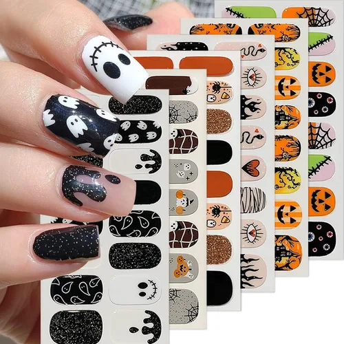 Vista 11 de 8 hojas de tiras de uñas de gel de color sólido, calcomanías autoadhesivas para uñas de los pies, exquisitas calcomanías de envoltura completa