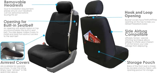 Vista 4 de FH Group Juego completo de fundas de asiento de automóvil multiusos integradas para cinturón de seguridad con regalo, ajuste universal