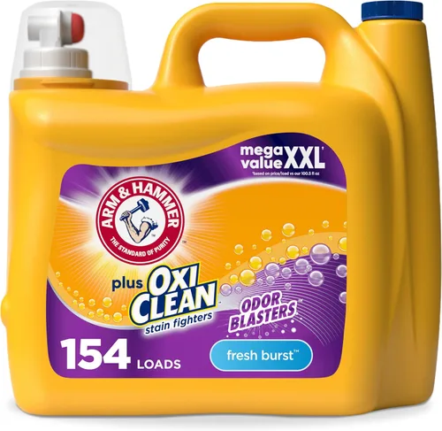Vista 16 de ARM & HAMMER Plus OxiClean with Odor Blasters - Detergente líquido para ropa, removedor de olores de lavandería, ataca manchas, aroma botánico