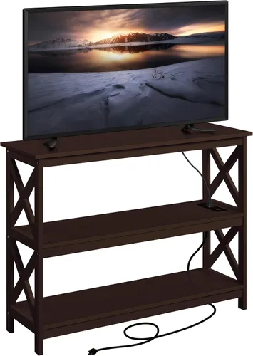 Vista 53 de Yaheetech Soportes de televisión y centros de entretenimiento con estante de almacenamiento de 3 niveles para sala de estar, gris