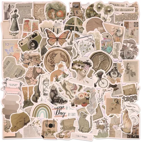 Vista 12 de 200 calcomanías para botellas de agua para niños, lindas calcomanías para botellas de agua, vinilo impermeable, bohoestético, paquete de calcomanías