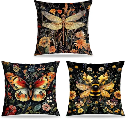 Vista 12 de Juego de 2 fundas de almohada de 18 x 18 pulgadas inspiradas en William Morris, estilo Art Deco, fundas decorativas de almohada con diseño de búho