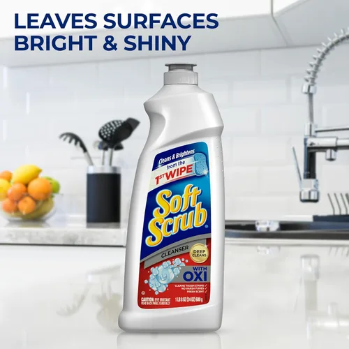 Vista 4 de Soft Scrub Limpiador Multiusos para Cocina y Baño con Oxi, 36 onzas (paquete de 6)