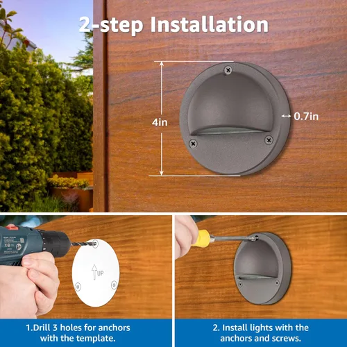 Vista 6 de SUNVIE Luces de cubierta de bajo voltaje con conector Fastlock2 de cable de 5 W, luces LED para escalones de paisaje, iluminación de acento al aire