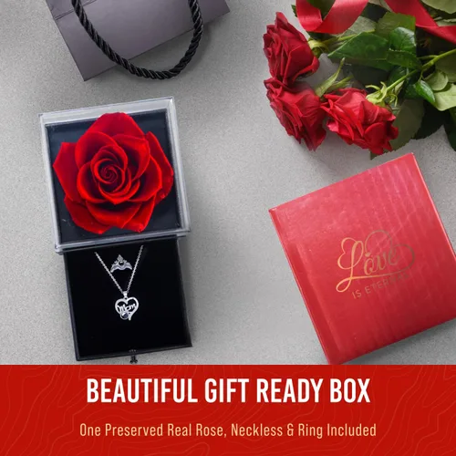 Vista 3 de Norcalway Collar de rosa real preservada con mamá para mamá