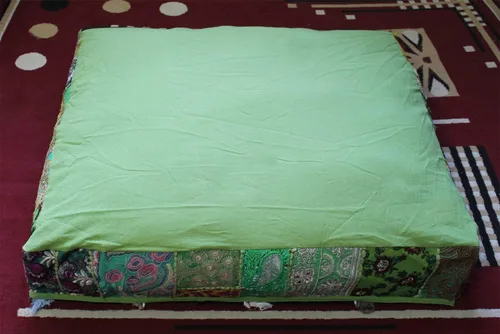 Vista 7 de CRAFT KALA Craft Kala - Funda de puf tradicional con diseño bordado indio, diseño de retazos, estilo otomano, para sala de estar