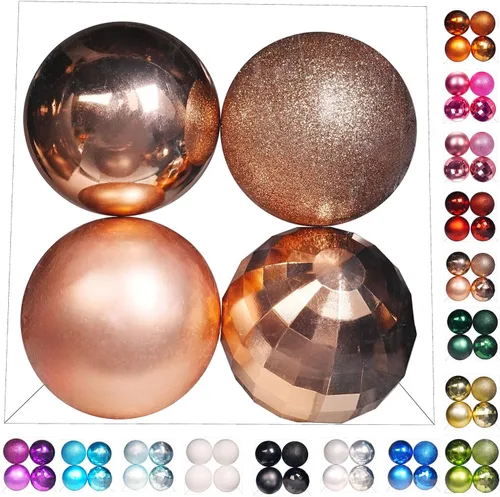 Vista 48 de Emopeak 24 bolas decorativas para árbol de Navidad, 4 estilos inastillables, decoración de árbol de Navidad, esferas colgantes para decoración