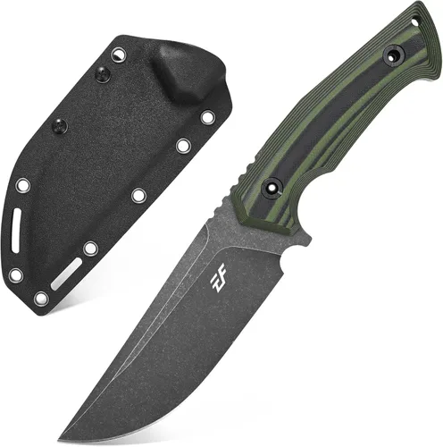 Eafengrow EF134 Cuchillo de hoja fija, hoja de acero DC53,Cuchillos fijos EDC con mango G10 para trabajar y acampar