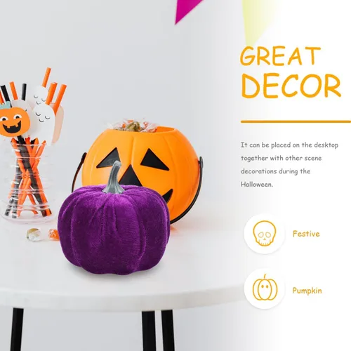 Vista 6 de Cabilock 5 calabazas artificiales de espuma de varios tamaños, calabazas artificiales de espuma, verduras artificiales, calabazas de cosecha