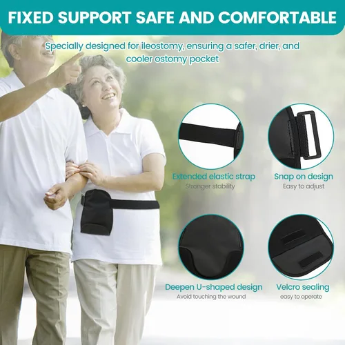 Vista 4 de 2 fundas para bolsas de colostomía, fundas ajustables para bolsas de ileostomía, fundas impermeables para bolsas de ostomía, fundas reutilizables