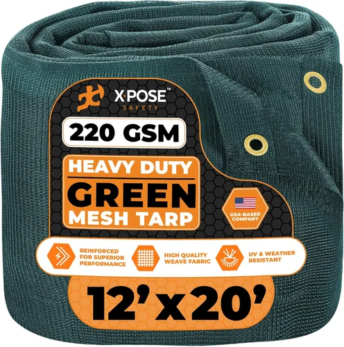 Vista 12 de Xpose Safety Lona de malla resistente, 4 x 10 pies, cubierta protectora negra multiusos con flujo de aire, uso para amarres, sombra, vallas, toldos