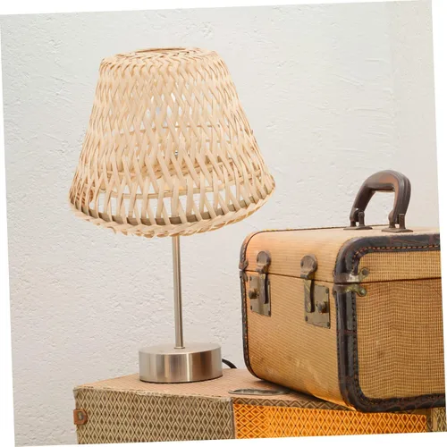 Vista 2 de 2 unids tejiendo pequeña pantalla retro estilo barril luz cubierta para decoración del hogar uso interior restaurante hotel versátil pantalla