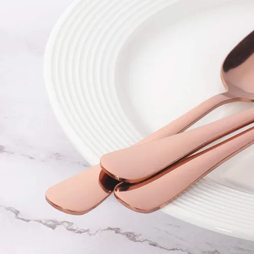 Vista 5 de MINGYU Juego de 12 cucharaditas de oro rosa de 6.37 pulgadas, cucharas pequeñas de acero inoxidable, cucharas de té, cucharas de café, cucharadas