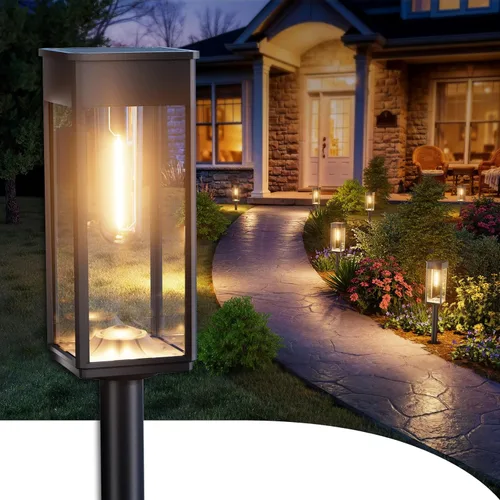 Vista 10 de Luces solares SUPER BRILLANTES para caminos al aire libre, paquete de 8 luces solares para exteriores, encendido/apagado automático, IP65, luces