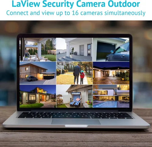 Vista 2 de LaView Cámara de seguridad para exteriores con visión nocturna a color, cámaras con cable de 4 MP para seguridad del hogar, cámara impermeable IP66