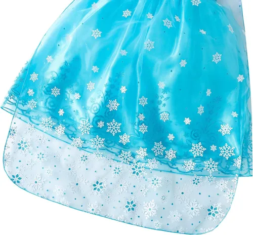 Vista 7 de Aoiviss Disfraz de princesa Elsa para niñas, vestido de Frozen para Halloween, cumpleaños, cosplay