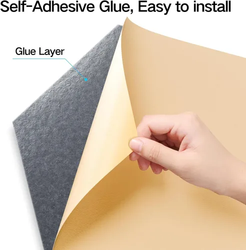 Vista 195 de Paquete de 12 paneles acústicos autoadhesivos de 12 x 10 x 0.4 pulgadas, paneles de espuma a prueba de sonido con alta densidad, elegante diseño