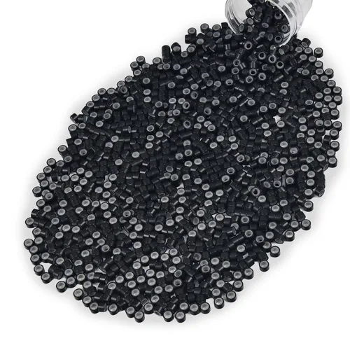 Vista 38 de Vlasy 100 Piezas Cuentas de Nano Anillo con Forro de Silicona para Extensiones de Cabello Humano con Nano Anillo 5 Colores Opcionales (Negro)
