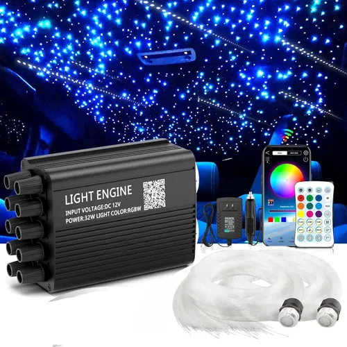 Vista 11 de Twinkle Starlight Headliner Light,16W 500pcs 6.5ft LED Star Kit de luz de fibra óptica de techo APP/Control remoto para coche/hogar/fiesta