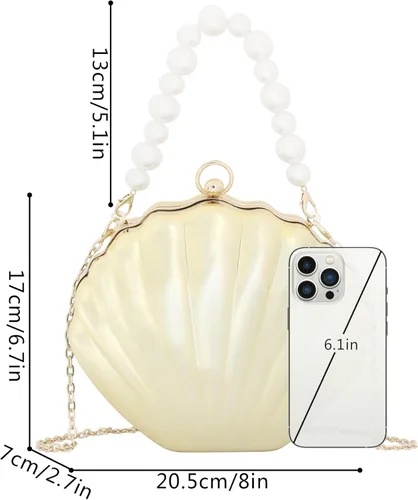 Vista 5 de Women Mini Seashell Evening Clutch Top-Handle Bag Cross-body Bag