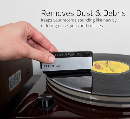 Vista 6 de Fluance Kit de accesorios para tocadiscos de vinilo y discos con cepillos antiestáticos de fibra de carbono para registro y lápiz capacitivo, plato