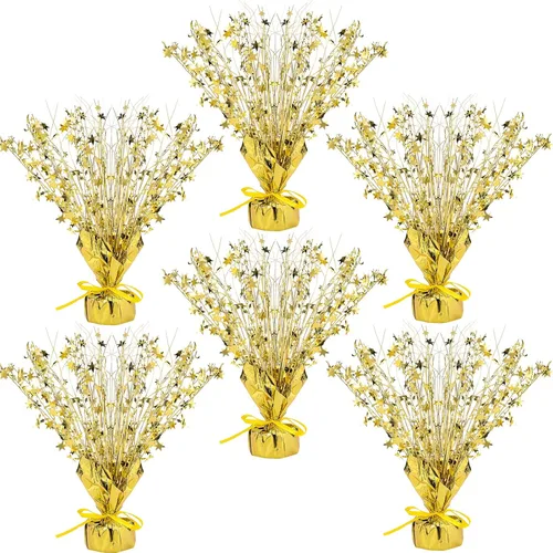 Vista 10 de Crowye 6 piezas de centro de mesa de papel de aluminio metálico para decoración de mesa de cumpleaños, boda, graduación, despedida de soltera, Negro