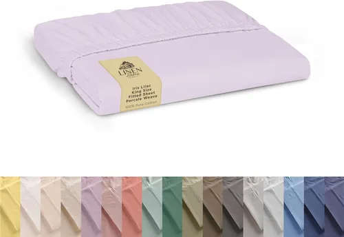 Vista 47 de Sábana bajera de 100% algodón percal, tamaño individual, turco pastel, 1 sábana bajera con bolsillos profundos, ropa de cama fresca y resistente, 39