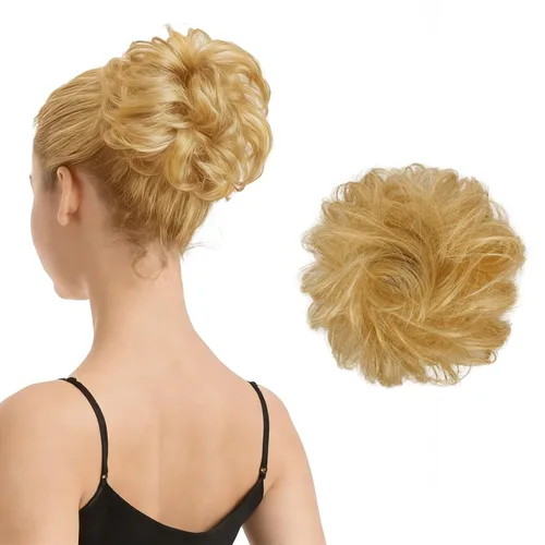 Vista 107 de Barsdar - Moño de cabello 100 % humano, Moño desordenado, Extensiones de cola de caballo, Moño de cabello rizado, Pieza de cabello