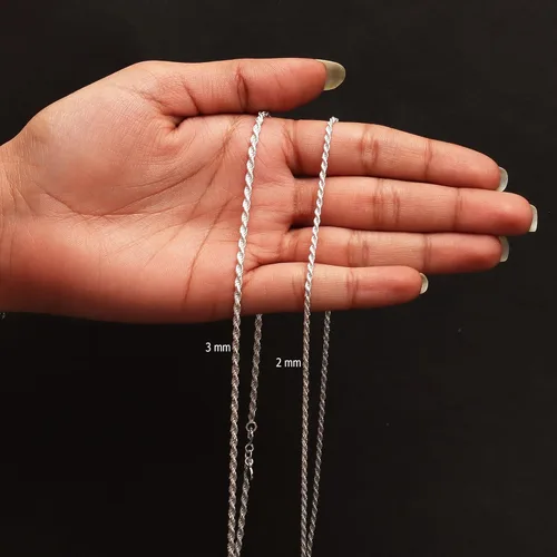 Vista 3 de LeCalla Solid 925 Sterling Silver, 18K Gold Plated & Rhodium Plated 3 MM Diamond-Cut Braided Rope Chain Necklace for Men Women