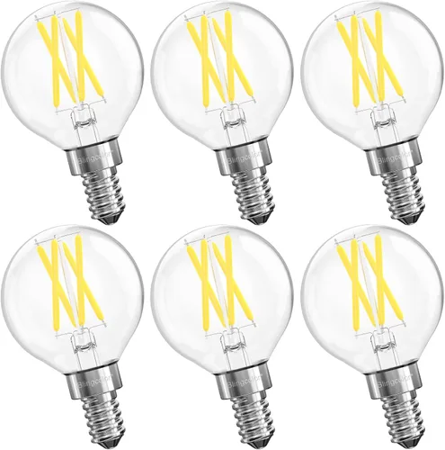 Vista 7 de Bombillas LED E12 regulables equivalentes a 60 W, paquete de 6 bombillas LED G16.5 de globo pequeño de 6 W, bombilla LED blanca suave de 3000 K E12