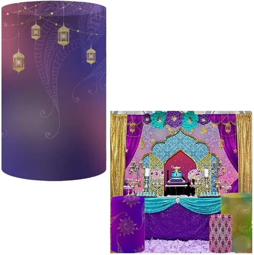 Vista 11 de NIVIUS PHOTO Cubierta cilíndrica de la India Bollywood para decoración de fiesta, elástica, elástica, elastano, pedestal NO-1399