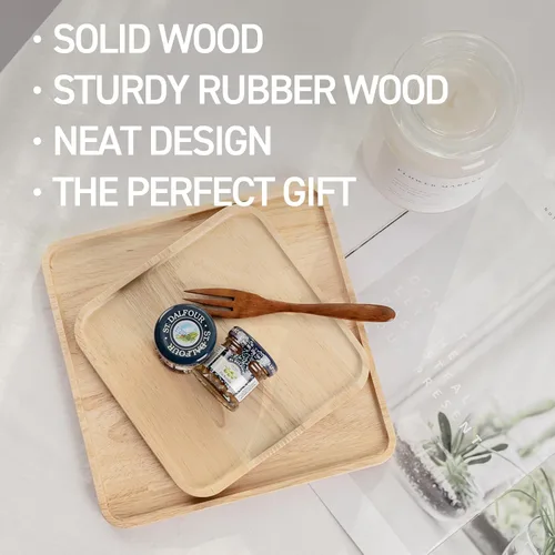 Vista 7 de GOODSDECO Juego de platos de madera, platos de madera, platos de aperitivo de madera, cargadores para platos llanos, manteles individuales de madera