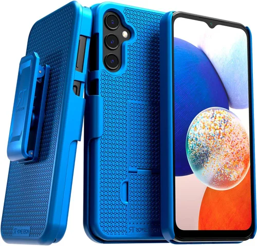 Vista 11 de Funda diseñada para Samsung Galaxy A14 5G con funda de clip para cinturón, funda de soporte para teléfono, color negro